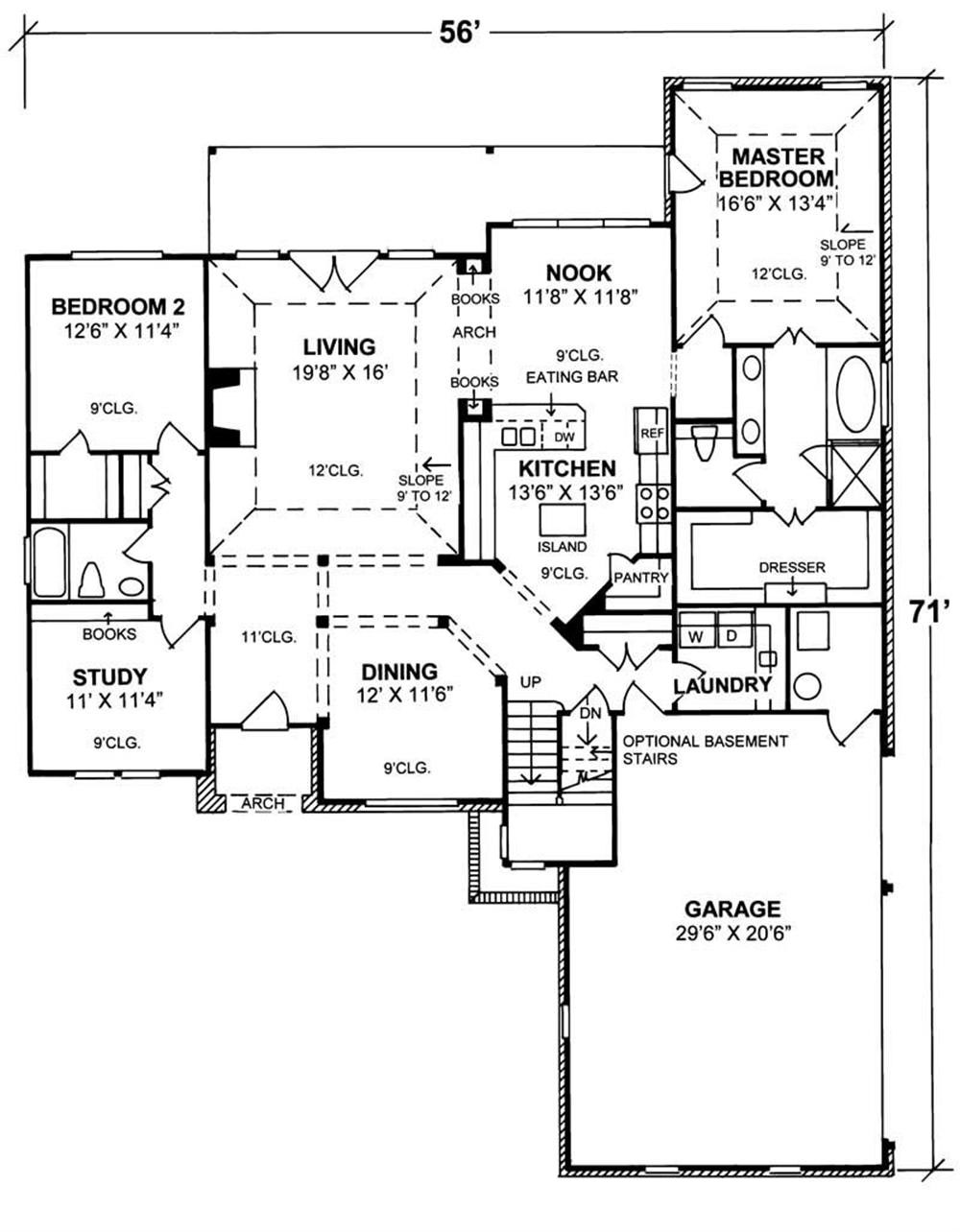 Floor Plan First Story of European Plan #178-1059